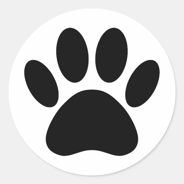 Dog Paw Print Art Schwarz-Weiß Runder Aufkleber (Vorderseite)