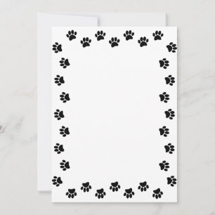 Dog Paw Print Black Custom Border Einladung