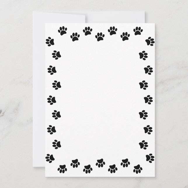 Dog Paw Print Black Custom Border Einladung (Vorderseite)