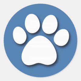 Dog Paw Print Blue Background V01 Runder Aufkleber