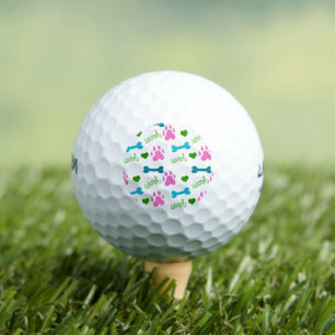 Dog Paw Print Bone Woods Muster Pink Golfball