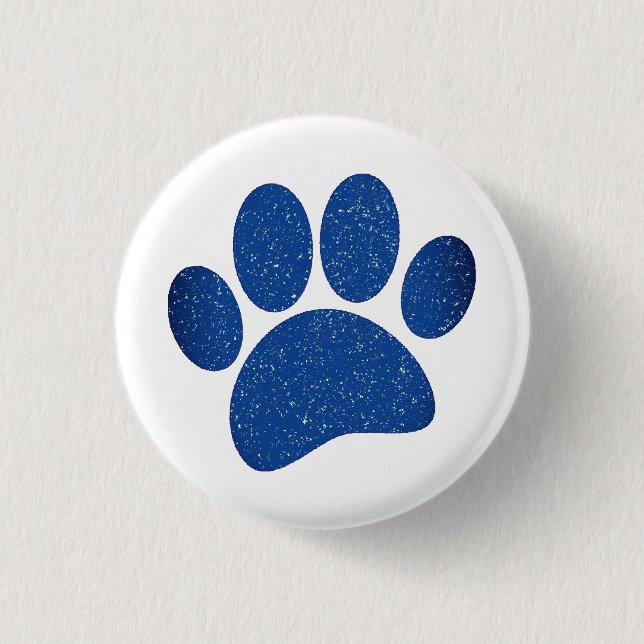 Dog Paw Print Cartoon Altes Papier drucken Button (Vorderseite)