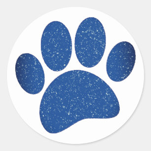 Dog Paw Print Cartoon Altes Papier drucken Runder Aufkleber