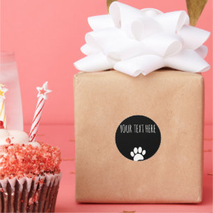 Dog Paw Print Custom Text Black Runder Aufkleber