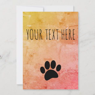 Dog Paw Print Custom Text Vintag Style Einladung