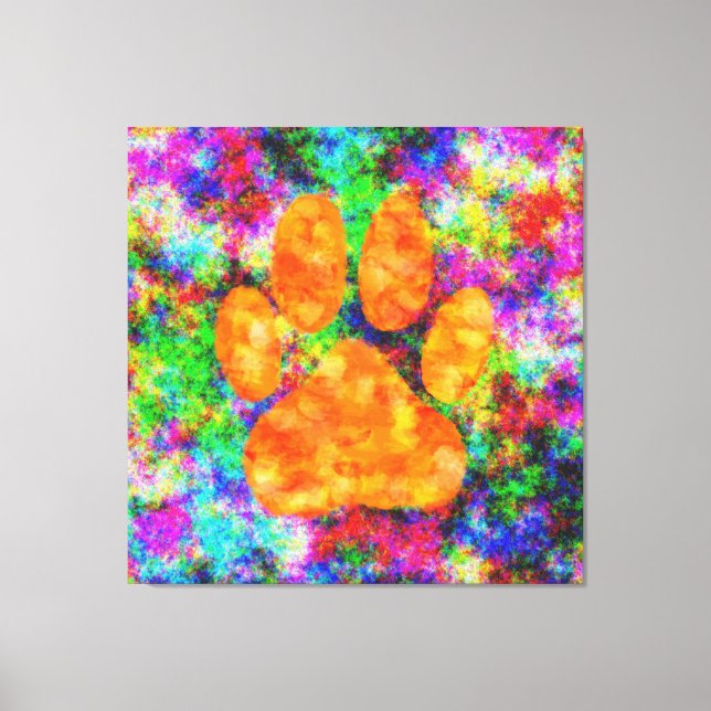 Dog Paw Print Digital Wasserfarbe Leinwanddruck (Vorderseite)