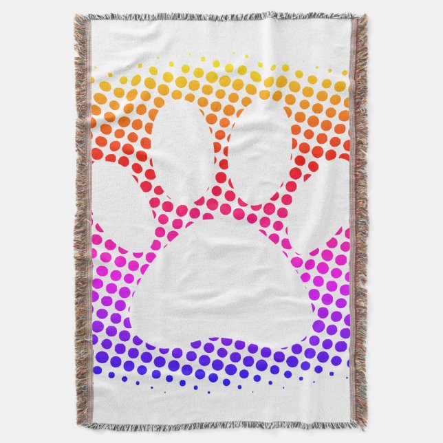 Dog Paw Print farbenfroh Halftone Hintergrund Decke (Vorderseite Vertikal)