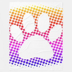 Dog Paw Print farbenfrohe Halftone Hintergrund Fle Fleecedecke