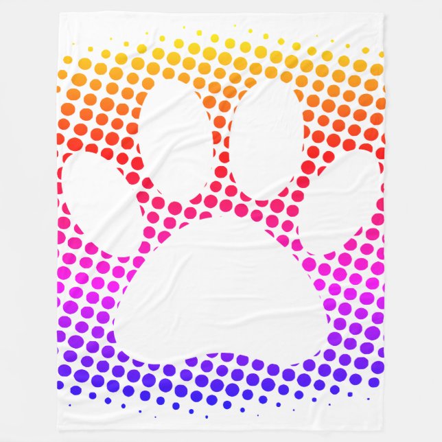 Dog Paw Print farbenfrohe Halftone Hintergrund Fle Fleecedecke (Vorderseite)