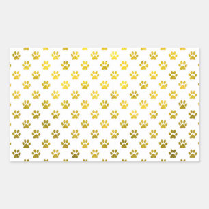Dog Paw Print Gold Weiße Metallische Imitate Foil  Rechteckiger Aufkleber