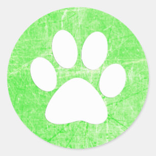 Dog Paw Print Green und White Stickers