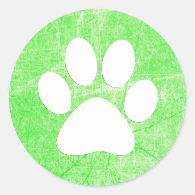 Dog Paw Print Green und White Stickers (Vorderseite)
