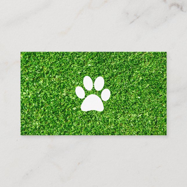 Dog Paw Print | Grüngrashintergrund Visitenkarte (Vorderseite)