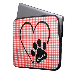Dog Paw Print Heart on Gingham Laptopschutzhülle