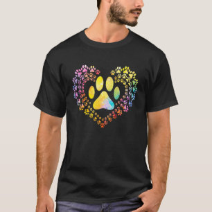 Dog Paw Print Heartbea Frauen Girls Mama Liebe Hun T-Shirt