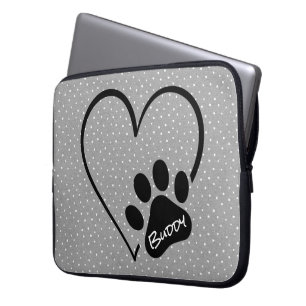 Dog Paw Print Heft mit Name Laptopschutzhülle