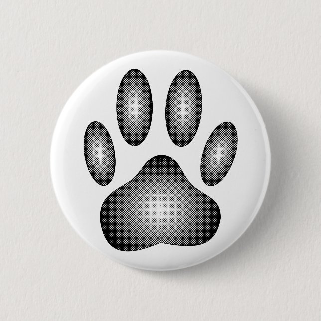 Dog Paw Print in Schwarz-Weiß-Farbe Button (Vorderseite)