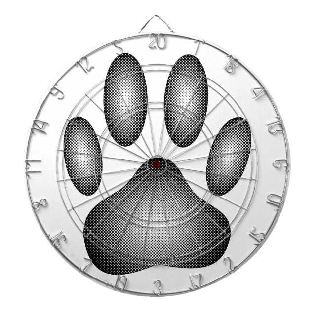 Dog Paw Print in Schwarz-Weiß-Farbe Dartscheibe (vorne)