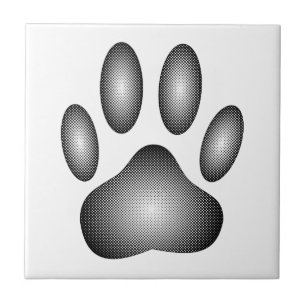 Dog Paw Print in Schwarz-Weiß-Farbe Fliese