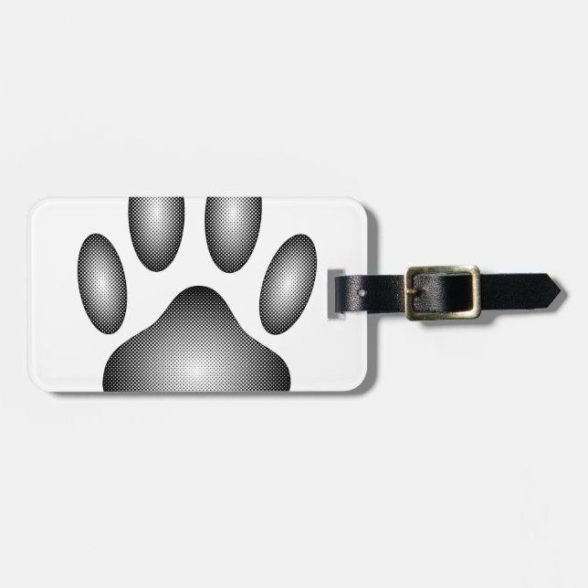 Dog Paw Print in Schwarz-Weiß-Farbe Gepäckanhänger (Vorderseite horizontal)