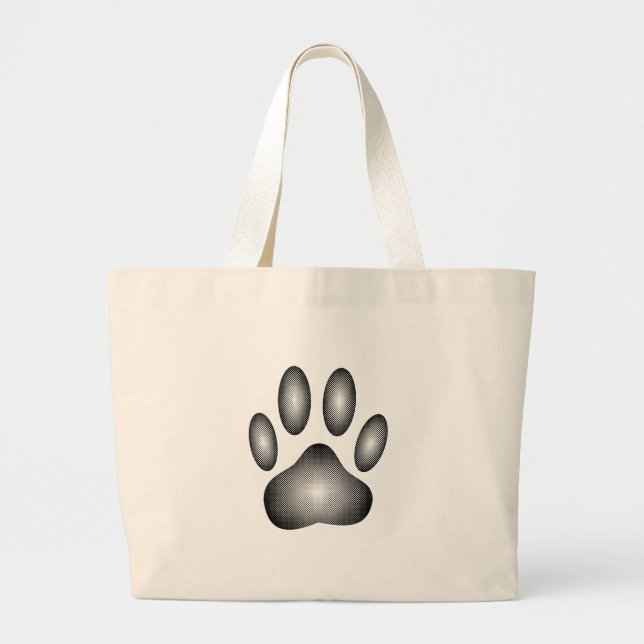 Dog Paw Print in Schwarz-Weiß-Farbe Jumbo Stoffbeutel (Vorne)