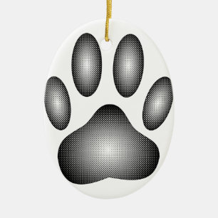 Dog Paw Print in Schwarz-Weiß-Farbe Keramik Ornament
