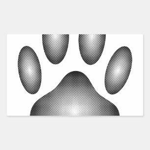 Dog Paw Print in Schwarz-Weiß-Farbe Rechteckiger Aufkleber