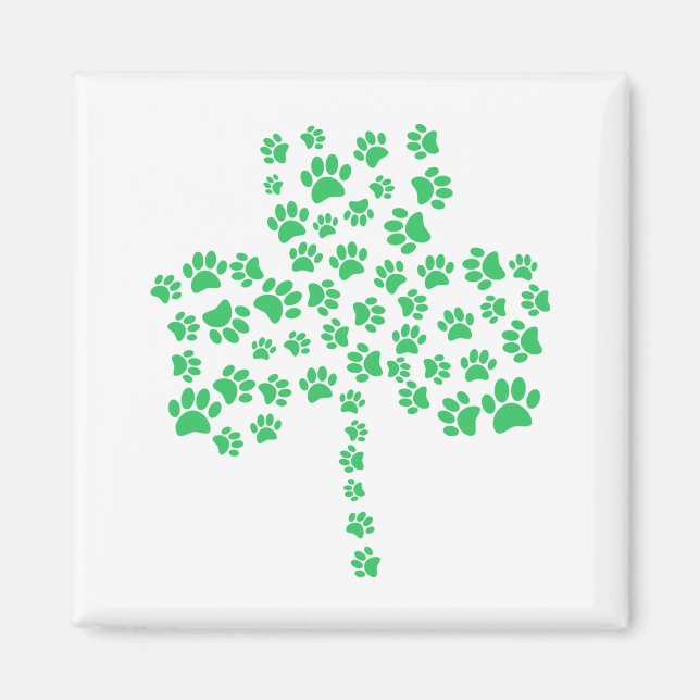 Dog Paw Print Kleeblatt Magnet (Vorne)