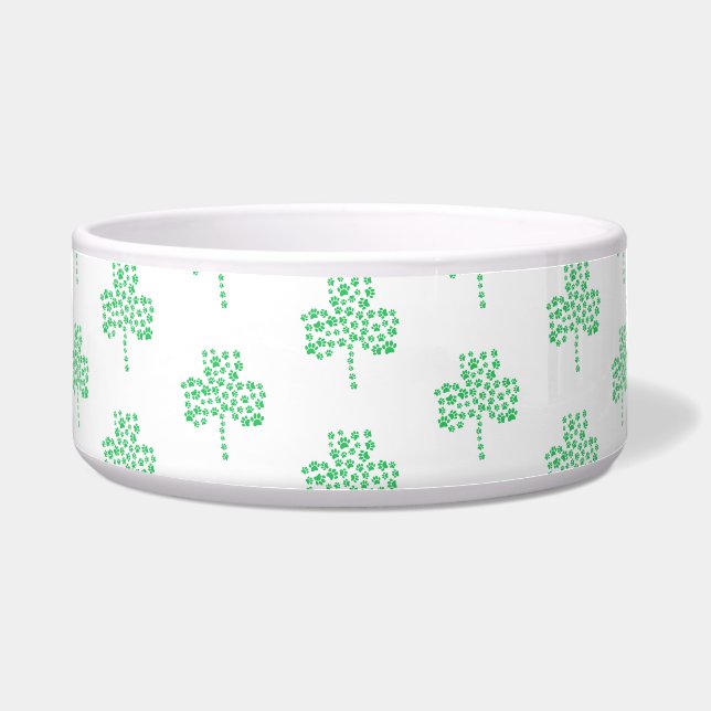 Dog Paw Print Kleeblatt Muster Napf (Vorderseite)