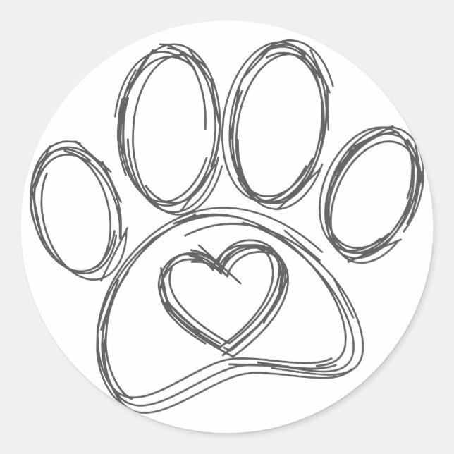 Dog Paw Print Kontur Runder Aufkleber (Vorderseite)
