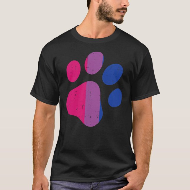 Dog Paw Print LGBTQ Bisexuelle Flagge Gay Pride Bi T-Shirt (Vorderseite)