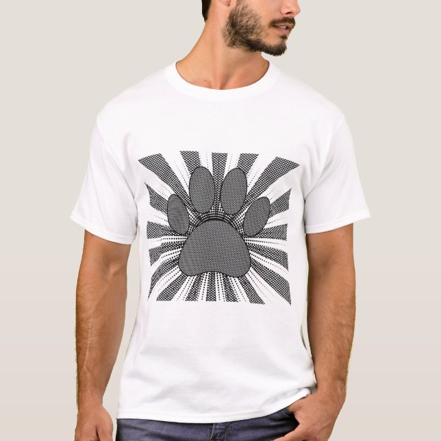 Dog Paw Print Manga Style T-Shirt (Vorderseite)