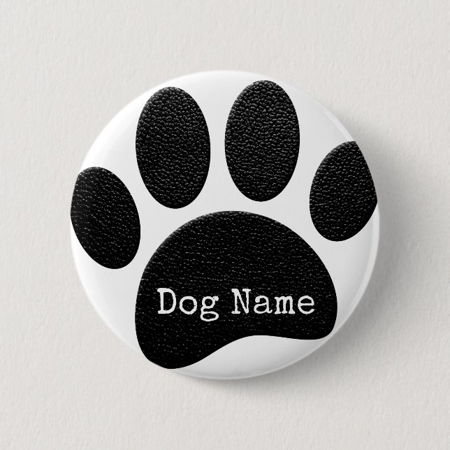 Dog Paw Print mit benutzerdefinierten Schreibmasch Button (Vorderseite)