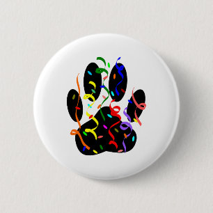 Dog Paw Print mit Confetti und Streamer Button