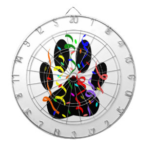 Dog Paw Print mit Confetti und Streamer Dartscheibe