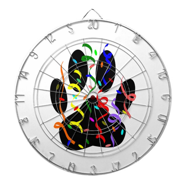 Dog Paw Print mit Confetti und Streamer Dartscheibe (vorne)