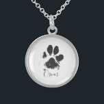 Dog Paw Print mit dem Namen Ihres Hauses - Schwarz Sterling Silberkette<br><div class="desc">Dog Paw Print mit dem Namen Ihres Hauses - Schwarz -</div>