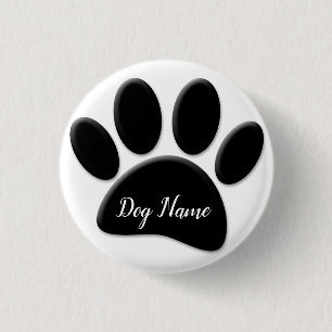 Dog Paw Print mit eigenem Doggie-Namen Button