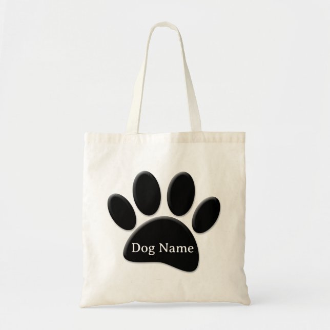 Dog Paw Print mit eigenem Doggie-Namen Tragetasche (Vorne)