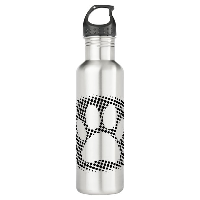 Dog Paw Print mit Halftone Hintergrund Edelstahlflasche (Vorderseite)