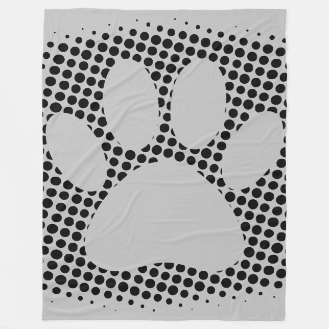 Dog Paw Print mit Halftone Hintergrund Fleecedecke (Vorderseite)
