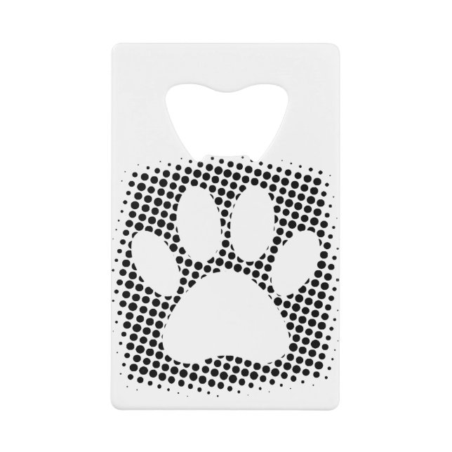 Dog Paw Print mit Halftone Hintergrund Geldbeutel Flaschenöffner (Vorderseite)