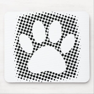 Dog Paw Print mit Halftone Hintergrund Mousepad
