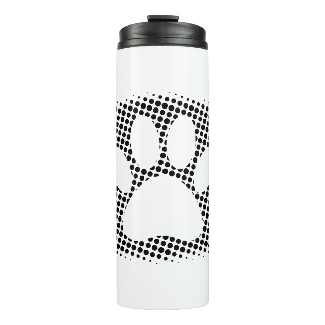 Dog Paw Print mit Halftone Hintergrund Thermosbecher (Vorderseite)