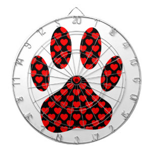 Dog Paw Print mit Herz Dartscheibe