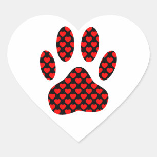 Dog Paw Print mit Herz Herz-Aufkleber