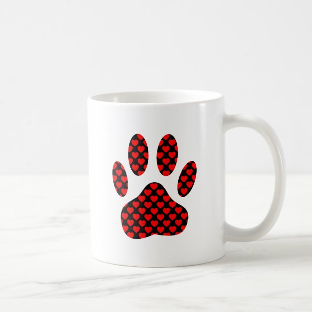 Dog Paw Print mit Herz Kaffeetasse (Rechts)