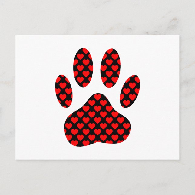 Dog Paw Print mit Herz Postkarte (Vorderseite)