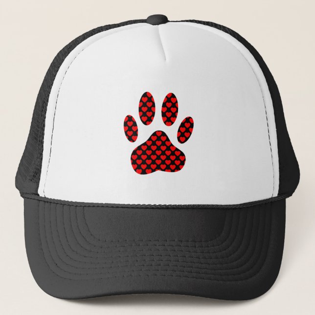 Dog Paw Print mit Herz Truckerkappe (Vorderseite)