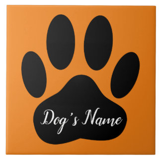 Dog Paw Print mit Individuelle Name Fliese